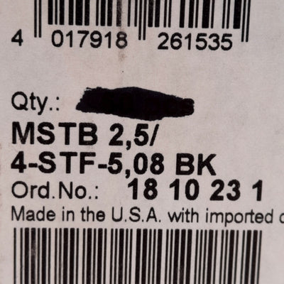 New – Open box Lot of 10 Phoenix Contact 1810231 PCB Connector, 4-Position, 12A 320V, 24-12AWG