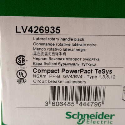 New Schneider Electric LV426935 Lateral Rotary Handle, Black, 450mm Shaft, IP54