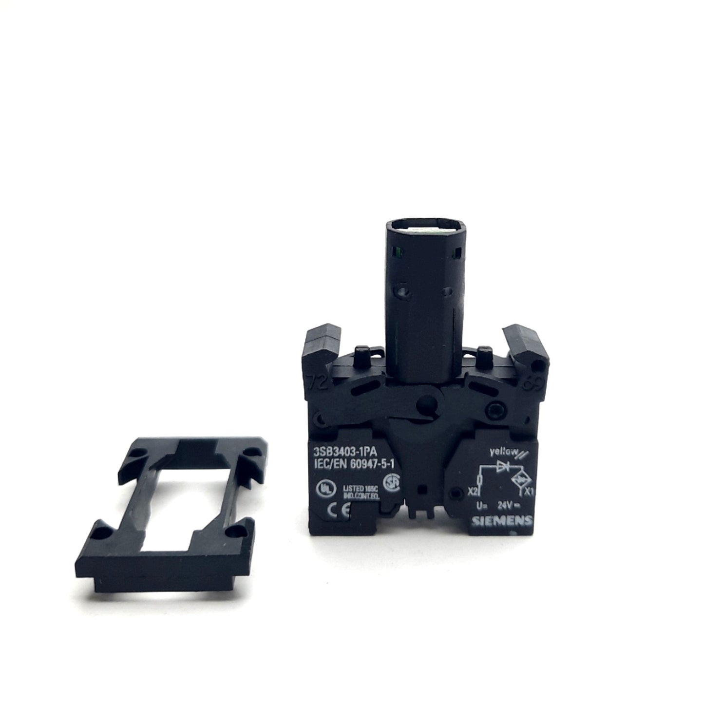 New – Open box SIEMENS 3SB3606-0AA31-0CC0 Push Button Switch, Yellow, 1NO + 1NC 400 VAC 10A