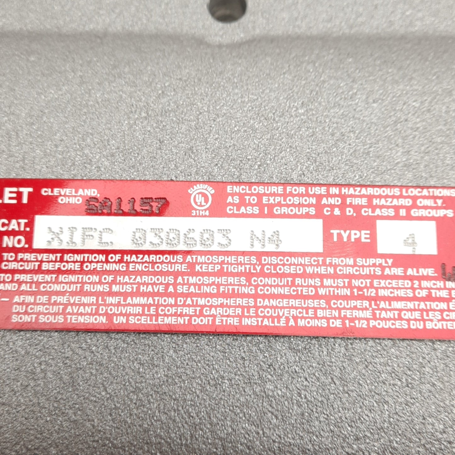 New Adalet XIFC-030603-N4 Explosion Proof Enclosure, 3.25 x 5.75 x 3in Interior