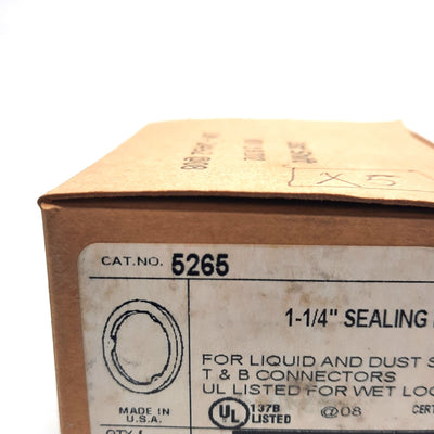 New Lot Of 5 Thomas&Betts 5265 Liquidtight Sealing Gasket, Standard, 1-1/4 in