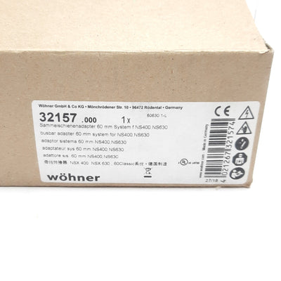 New Wohner 32157.000 EQUES 60Classic Busbar Adapter 570A 690VAC 3-Pole 140mm x 270mm