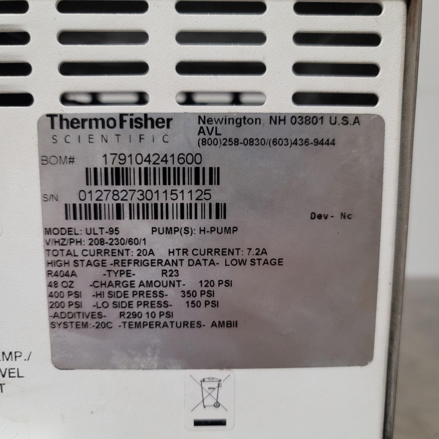 Used Thermo Scientific ULT-95 Ultra Low Temperature Bath Circulator -30 to -90°C 230V