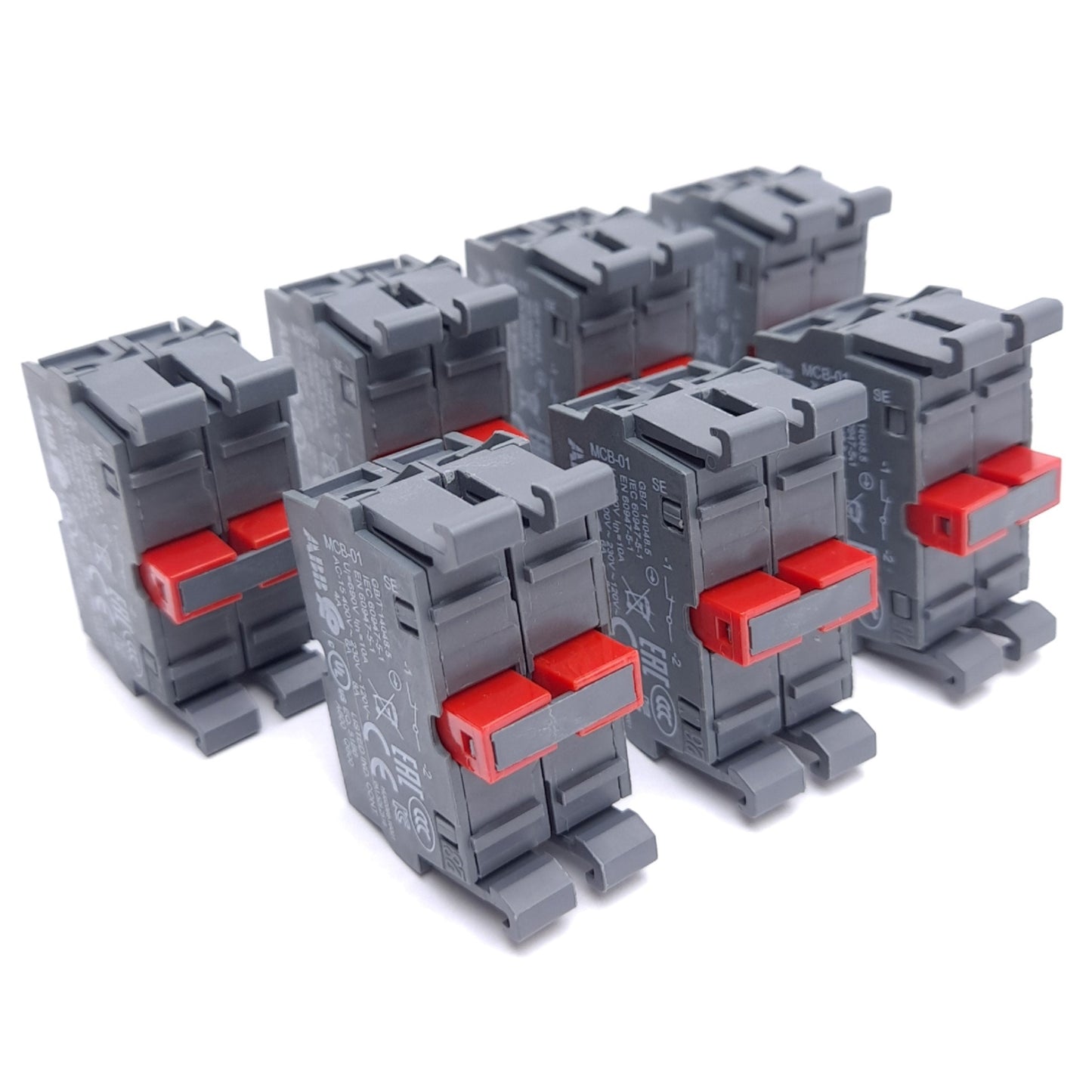 New – Open box Lot of 7 ABB MCB-02 Contact Block, 2 NC, Front Mounting, Screw Terminal