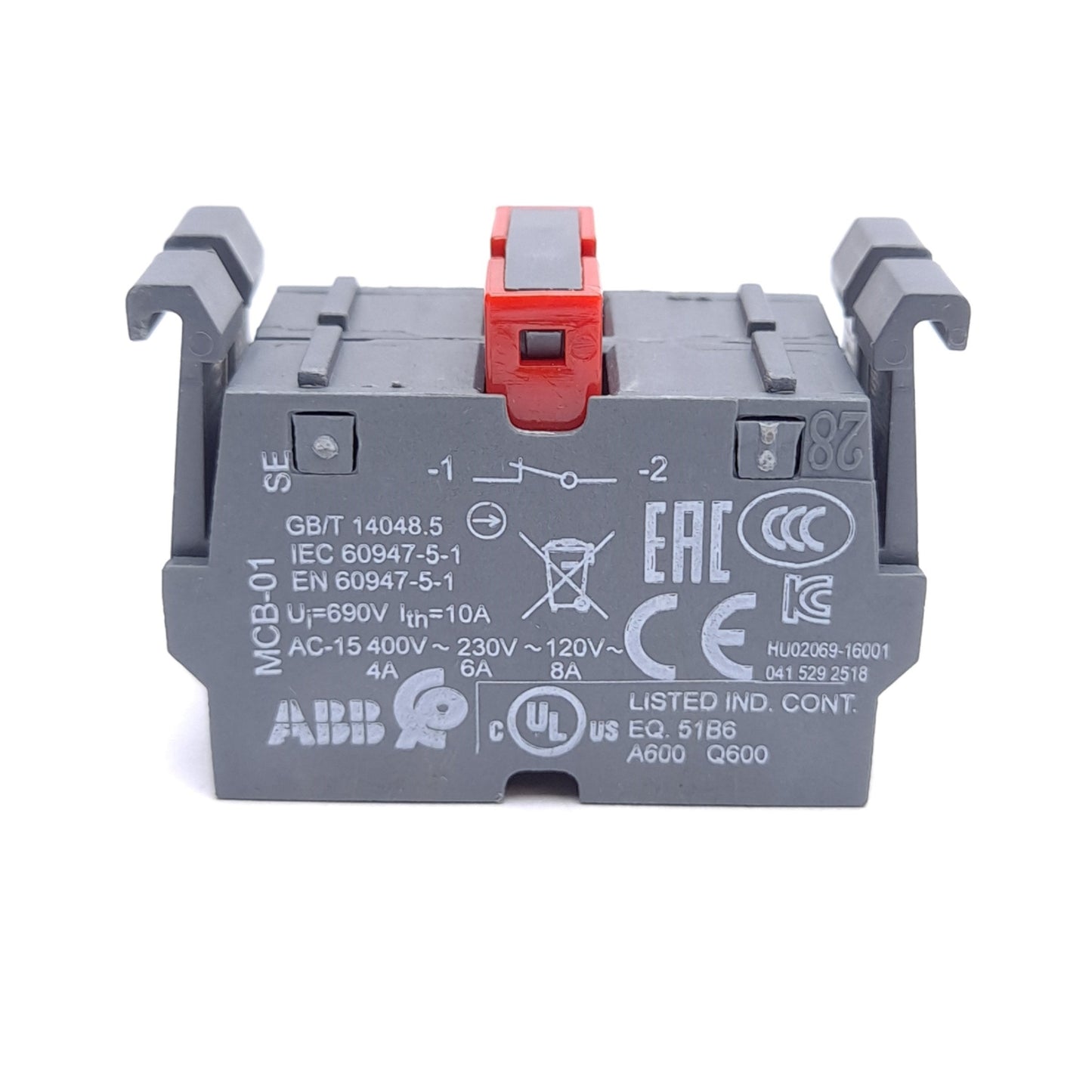 New – Open box Lot of 7 ABB MCB-02 Contact Block, 2 NC, Front Mounting, Screw Terminal