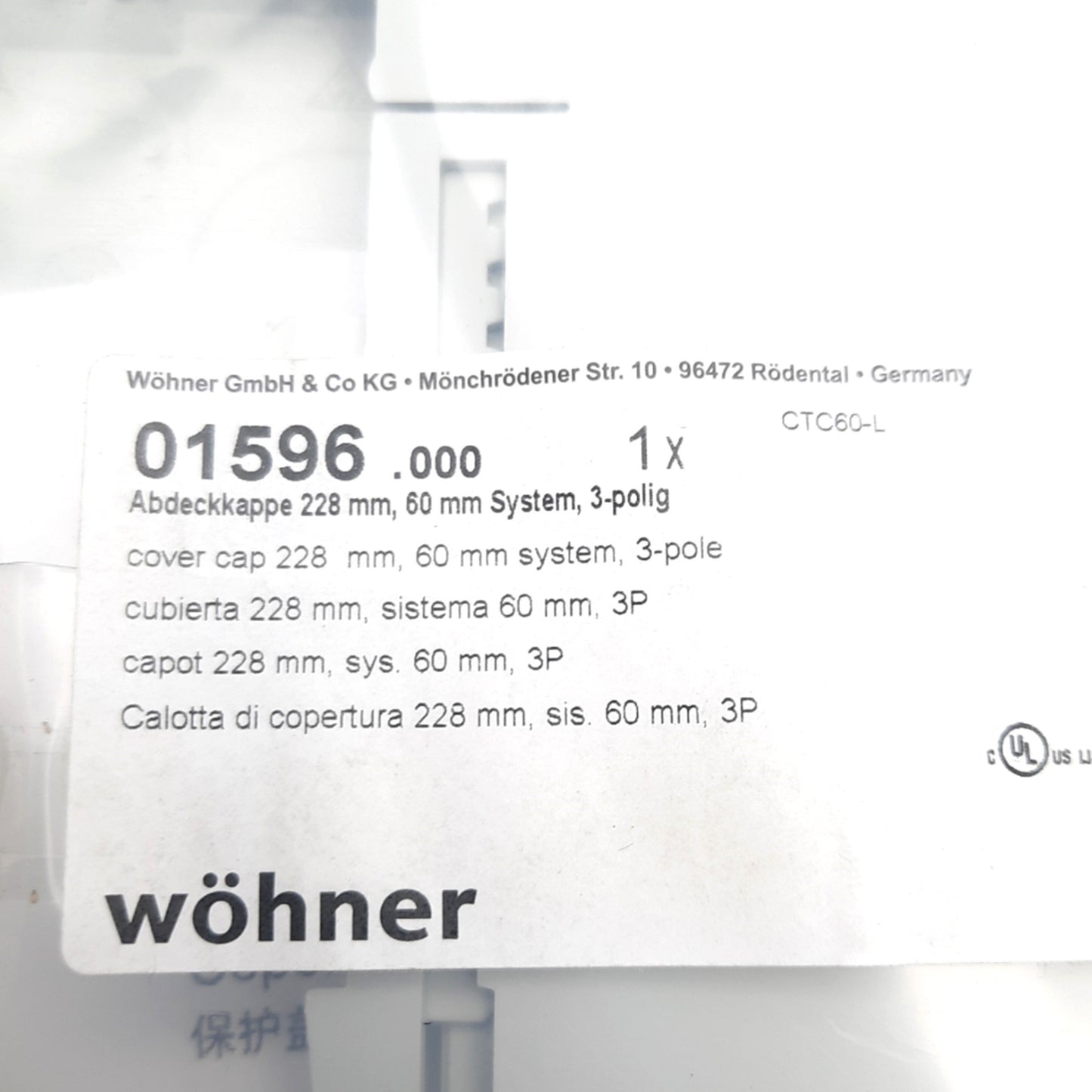 New Wohner 01596 60Classic System Cover Cap, 3 Poles, 228mm x 200mm x 90mm