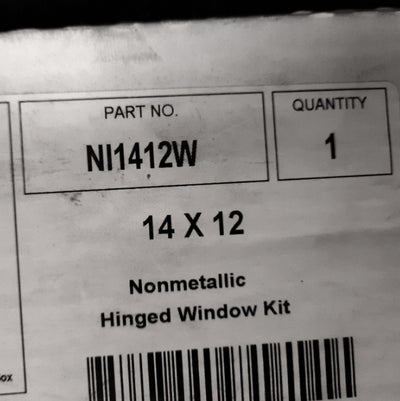 New Thomas & Betts NI1412W Non-Metallic Hinged Window, 14in x 12in