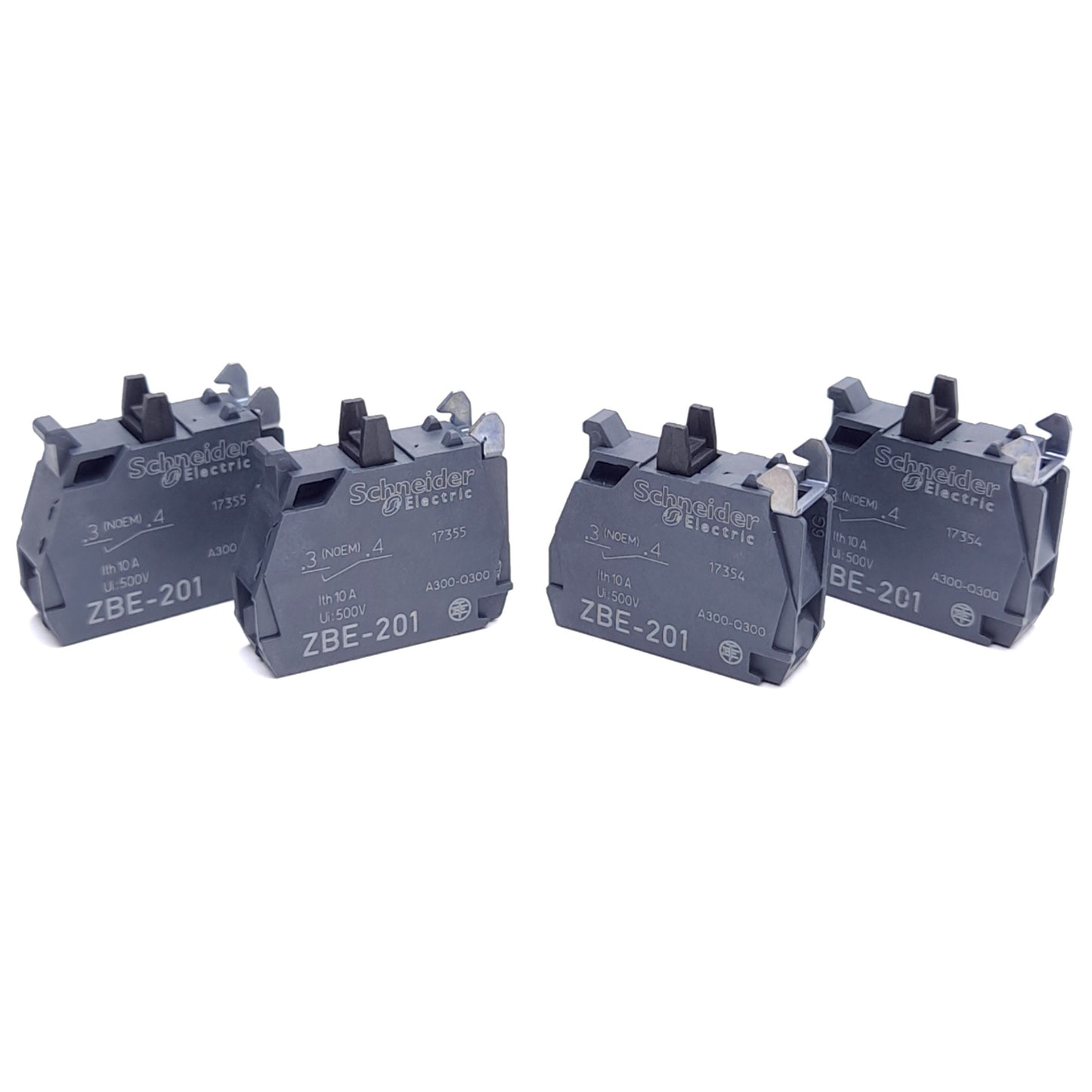 New – Open box Lot of 4 Schneider Electric ZBE201 Contact Block, 1 NO, Screw Terminal