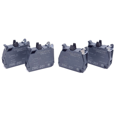 New – Open box Lot of 4 Schneider Electric ZBE201 Contact Block, 1 NO, Screw Terminal