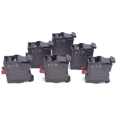 New – Open box Lot of 6 Eaton M22-KC01 Pushbutton Contact Block, 1 NC, Screw Terminal