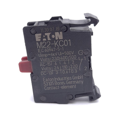New – Open box Lot of 6 Eaton M22-KC01 Pushbutton Contact Block, 1 NC, Screw Terminal