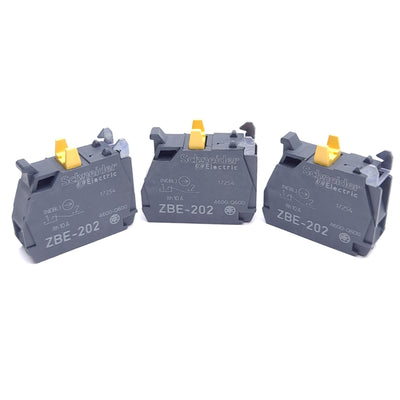 New – Open box Lot of 3 Schneider Electric ZBE202 Contact Block, 1 NC, Screw Terminal