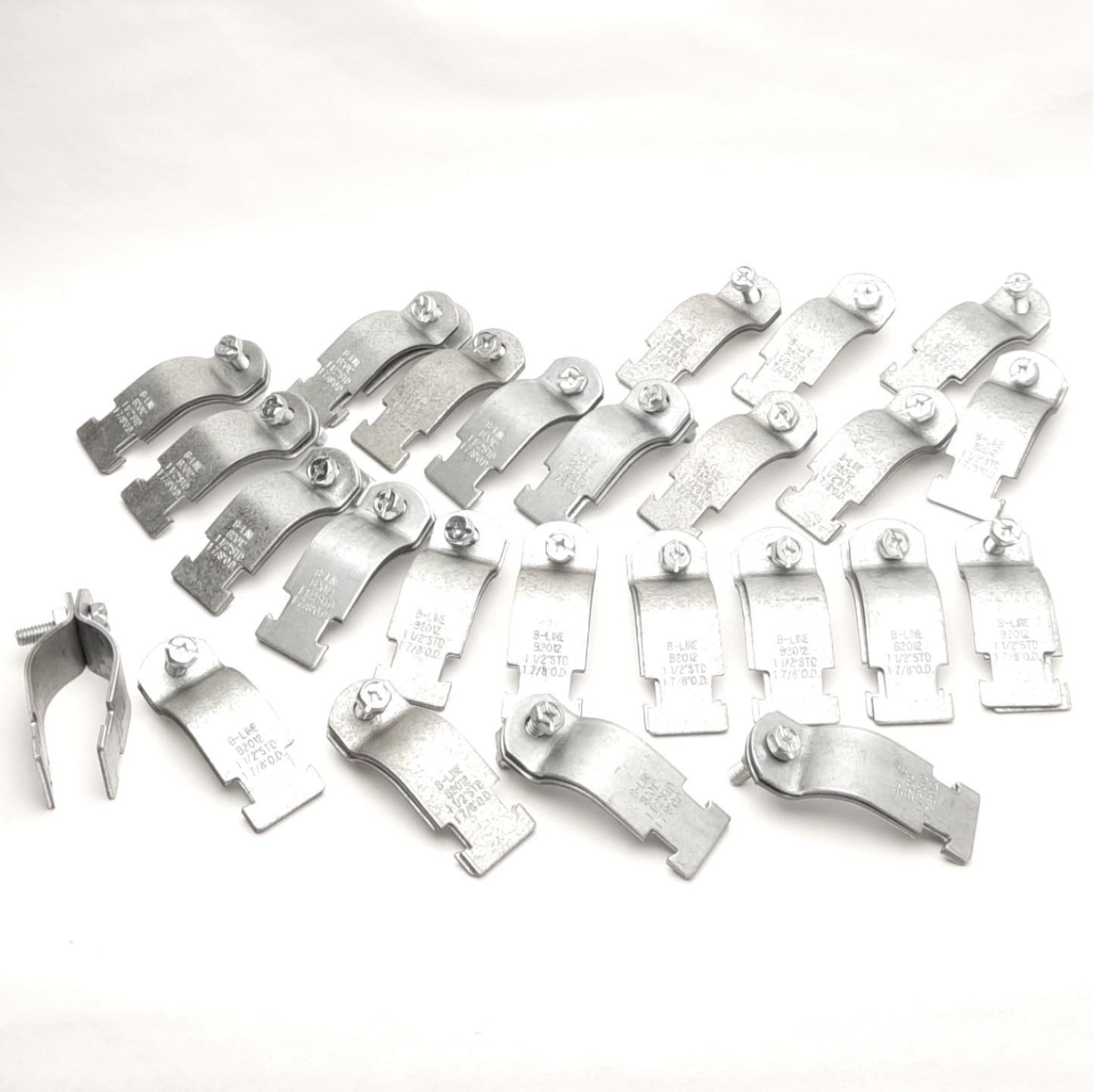 New – Open box Lot of 25 Cooper B2012PA-ZN 1-1/2" Strut/Pipe Conduit Two-Piece Clamp 1-1/2inch