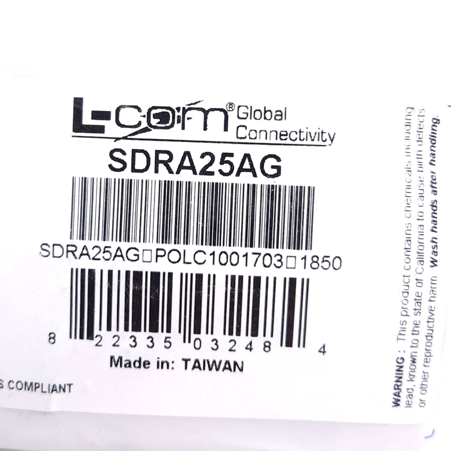 New Lot of 3 L-Com SDRA25AG Right Angle Assembled D-Sub Hood Kit, DB25/HD44