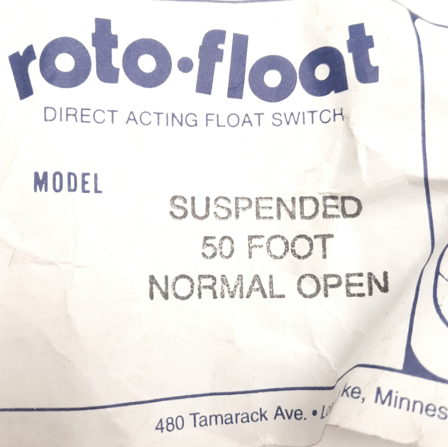 New – Open box Anchor Scientific S50NO Roto-Float Float Switch, N.O. SPST, 240VAC/120VA