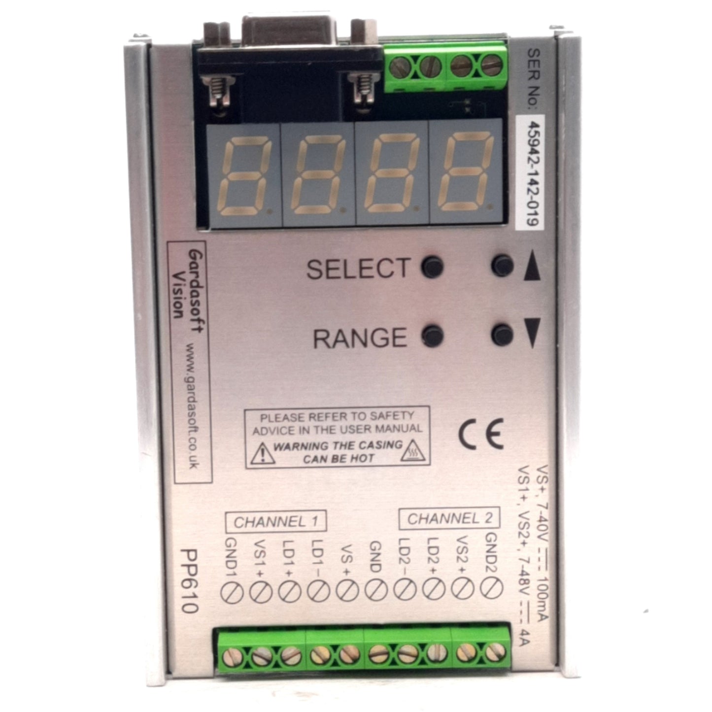 Used Gardasoft PP610 2-Channel LED Pulse Strobe Machine Vision Controller RS232