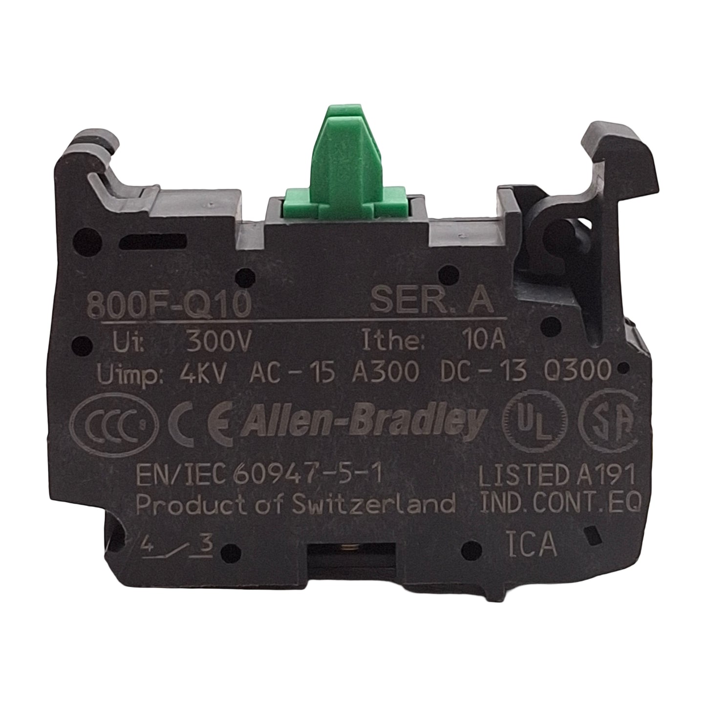 Used Lot of 3 Allen Bradley 800F-Q10 Contact Block, SPST-NO, 300V 10A, Spring Clamp