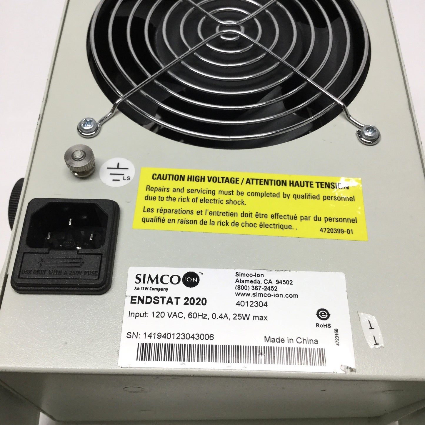 Used Simco-Ion 4012304 Endstat 2020 Benchtop Anti-Static Ionizing Air Blower, 120VAC