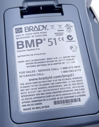 Used Brady BMP51 Label Printer 300Dpi Print Speed 1"/s Cutter Qwerty Keypad USB Wi-Fi