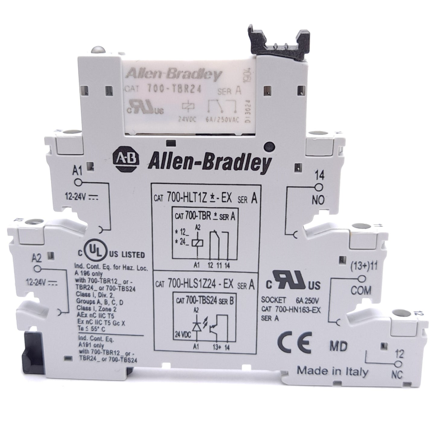 New – Open box Allen Bradley 700-HLT1Z24-EX Terminal Block Relay, 24VDC 6A, 1 C/O Contact
