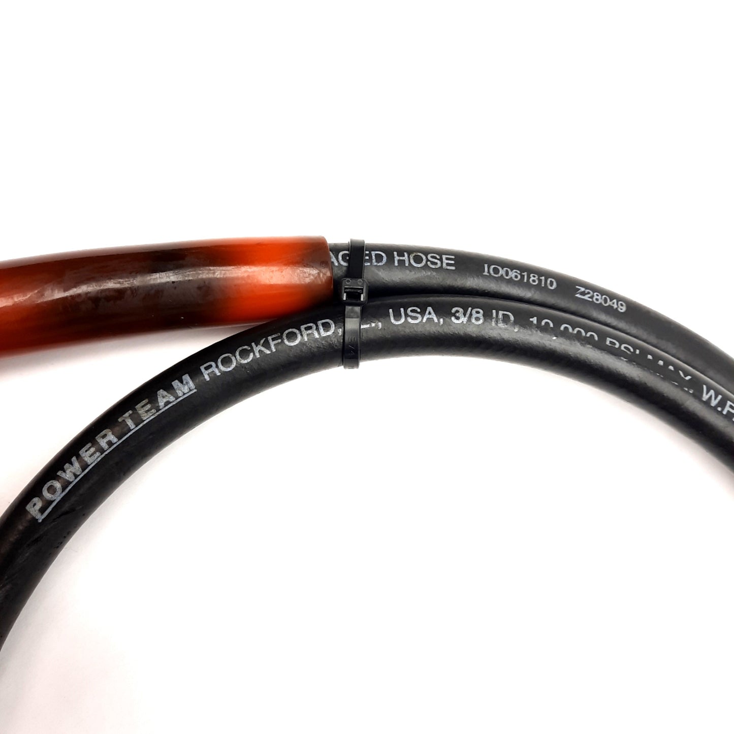 Used SPX Power Team Hydraulic Hose, ø3/8in ID x 6ft Long, 10000PSI, 3/8in NPT Male