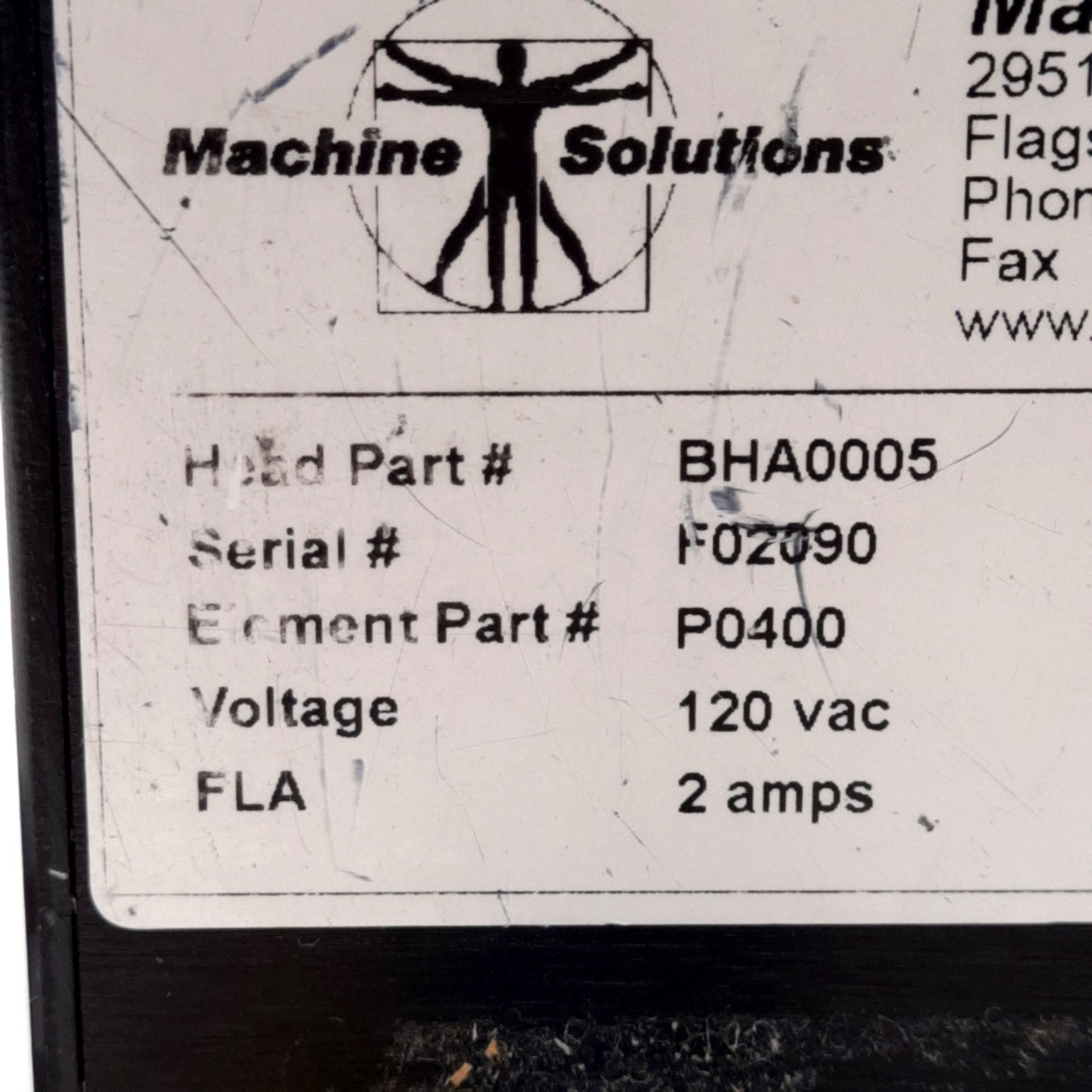 Used Machine Solutions BHA0005 Stent Crimper Head, Heated, Type-T TC, 120VAC 2A