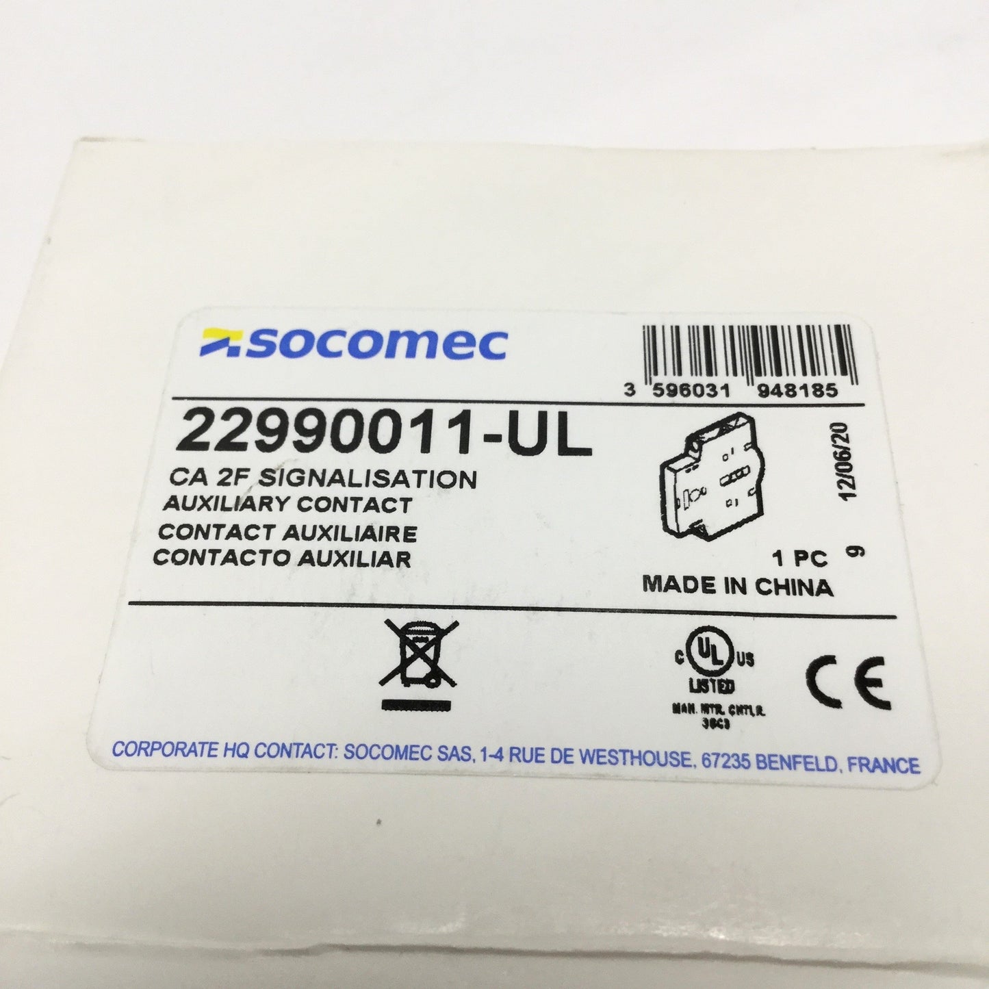 New Socomec 14940111 Rotary Handle On Off Round External Front Mount, 2-Position S0