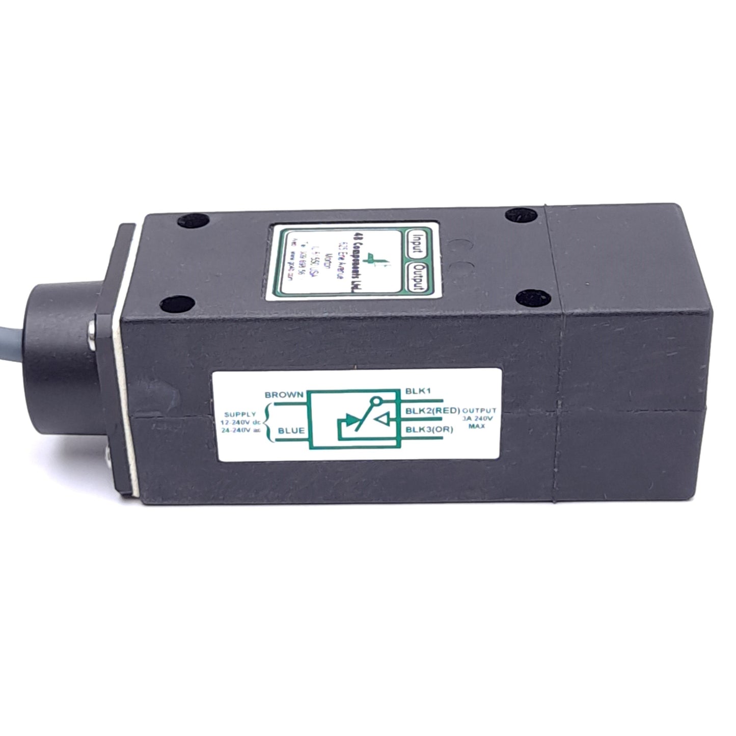 New – Open box 4B Components P8002V10FC Proximity Sensor, 12mm Sensing Range, 2m Cable