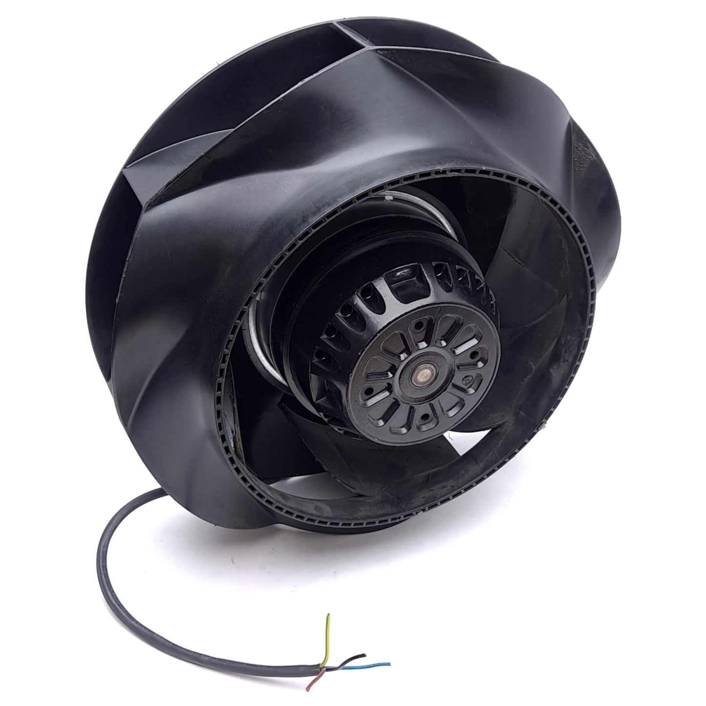 Used EBM Papst R2E250-RB06-12 AC Centrifugal Fan, ø250mm, 1006.5CFM, 3100RPM, 230VAC
