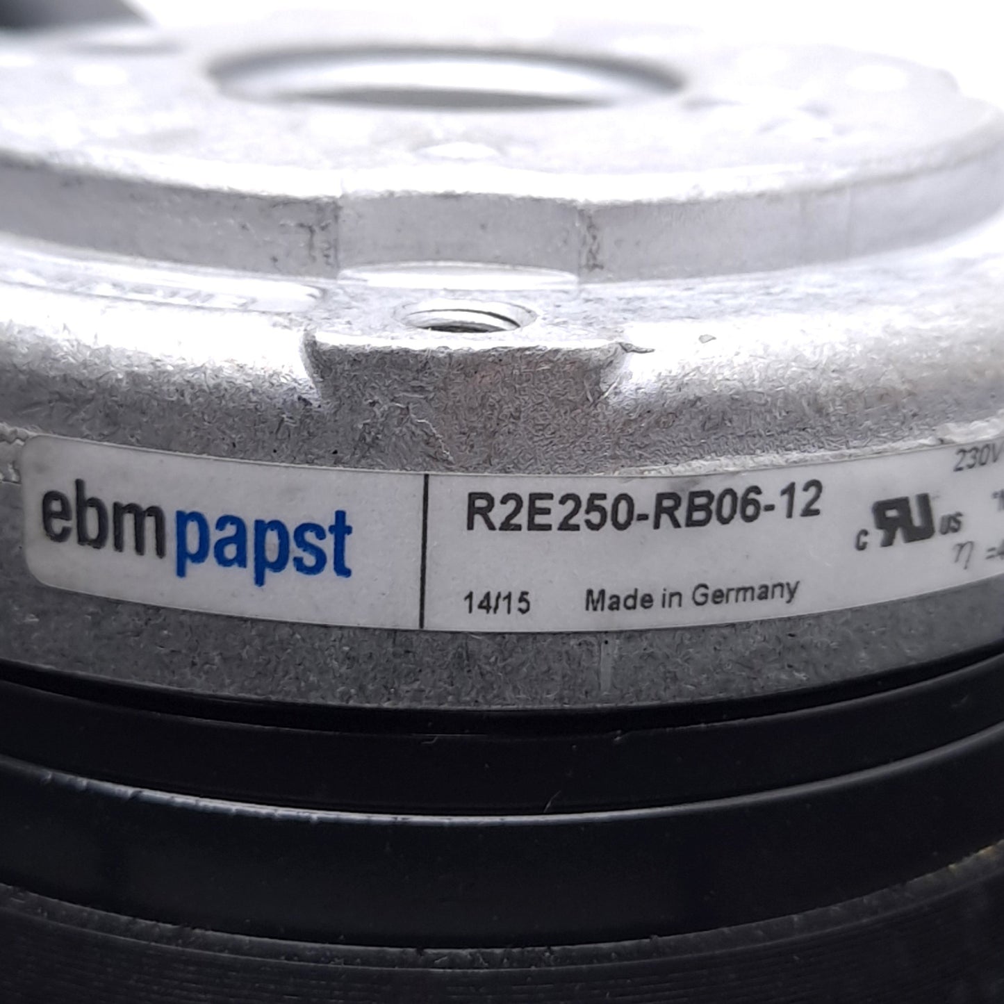 Used EBM Papst R2E250-RB06-12 AC Centrifugal Fan, ø250mm, 1006.5CFM, 3100RPM, 230VAC