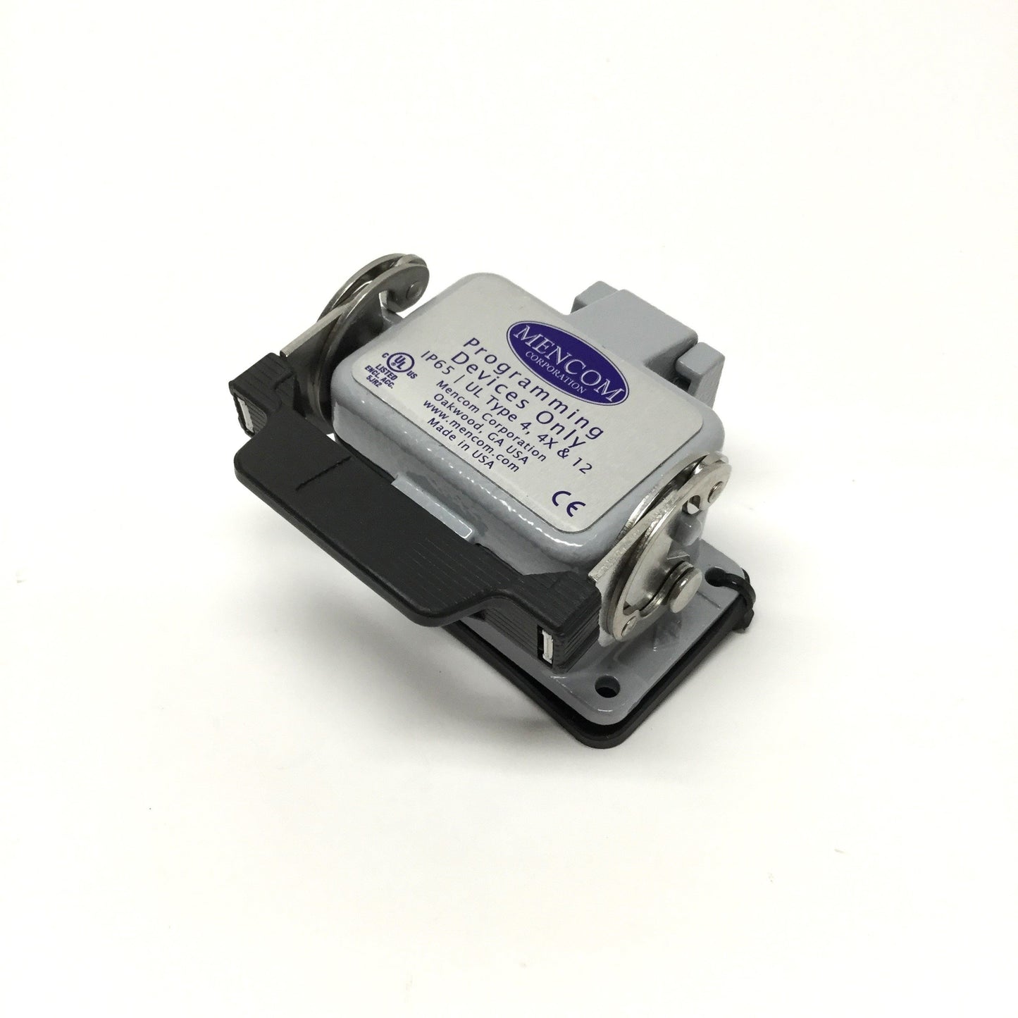 Used Mencom DP-RJ45-R-32 Panel Outlet, 120V Duplex, Size 32 Bulkhead, 3 Amp Reset