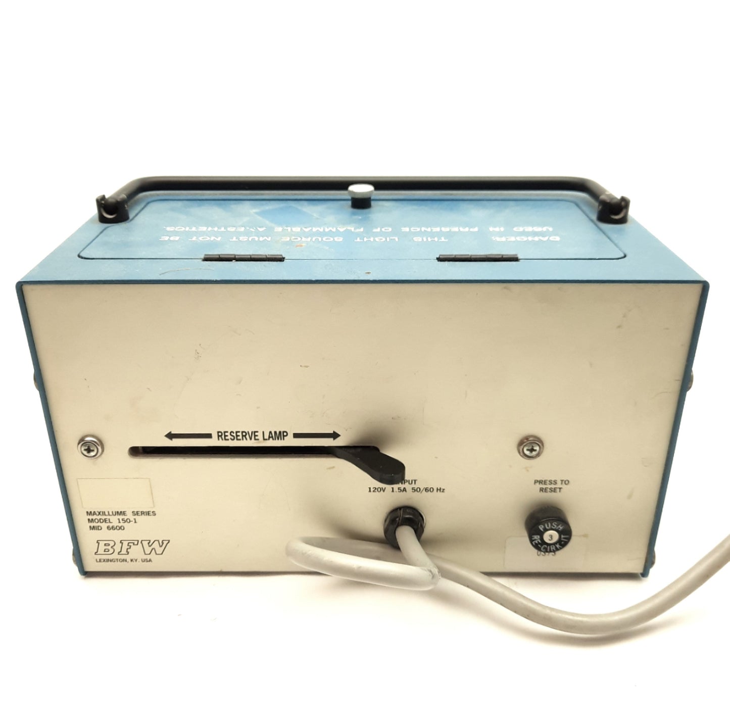Used BFW 150-1 MID 6600 Maxillume Dual Lamp Fiber Optic Light Source, 120VAC, ø15mm
