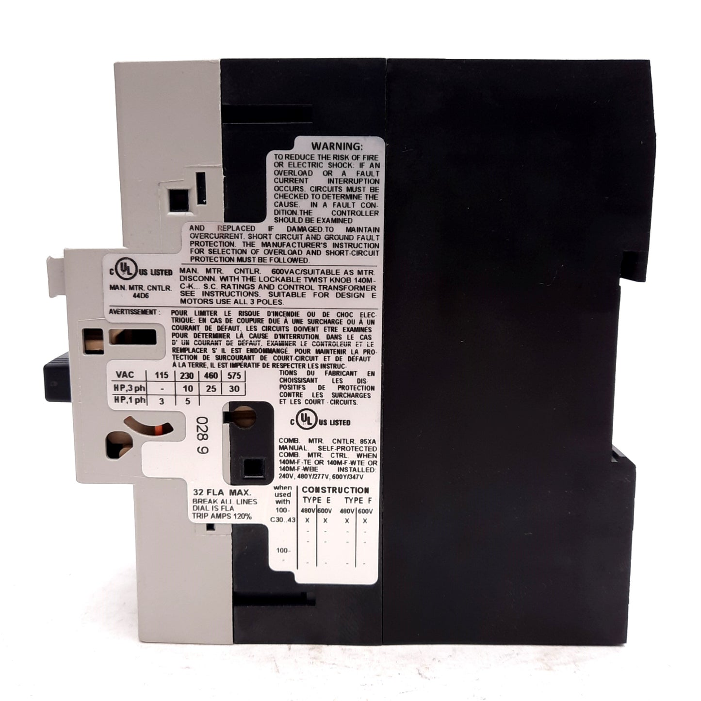 Used Allen Bradley 140M-F8E-C32 Motor Protection Circuit Breaker, 3-Pole, 23-32A