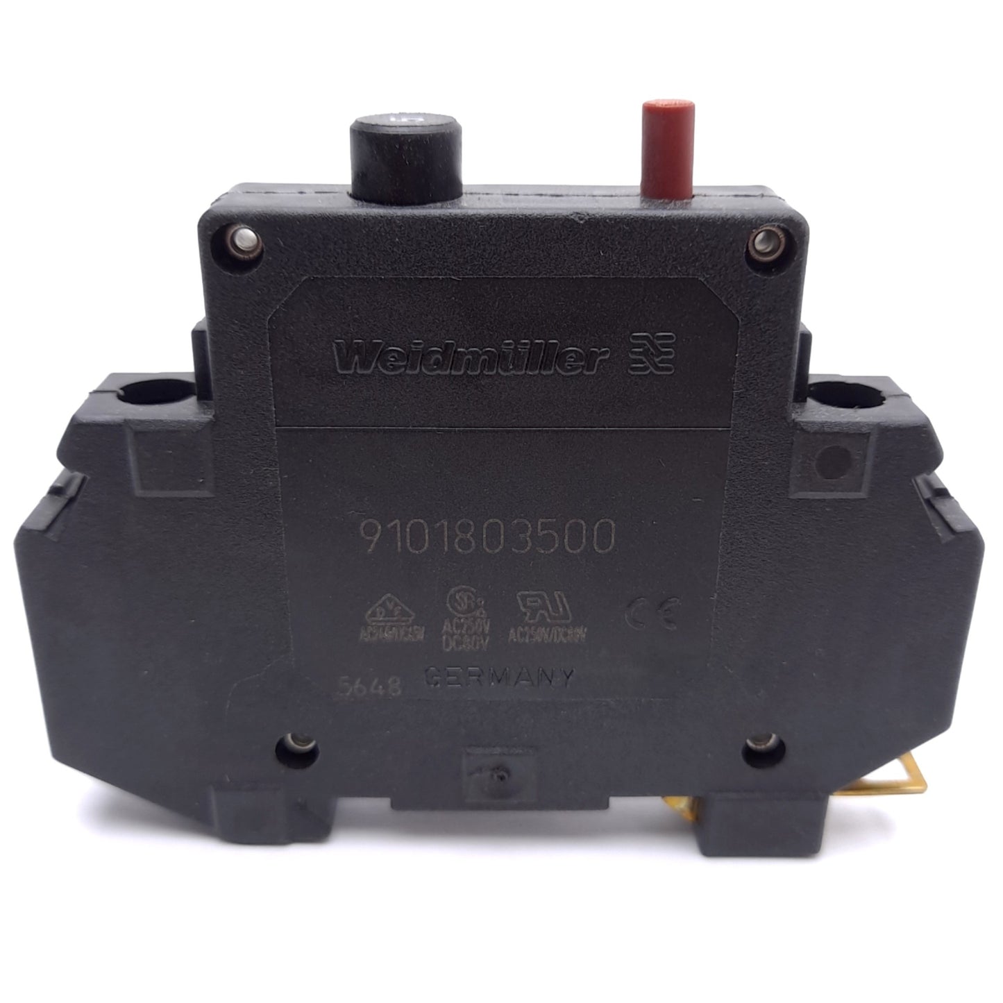 Used Weidmuller 9101803500 Circuit Breaker, 1-Pole, 250VAC/80VDC 5A, DIN Rail