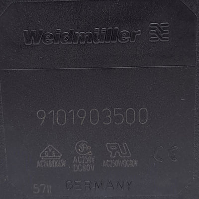 Used Weidmuller 9101903500 Circuit Breaker, 1-Pole, 250VAC/80VDC 10A, DIN Rail