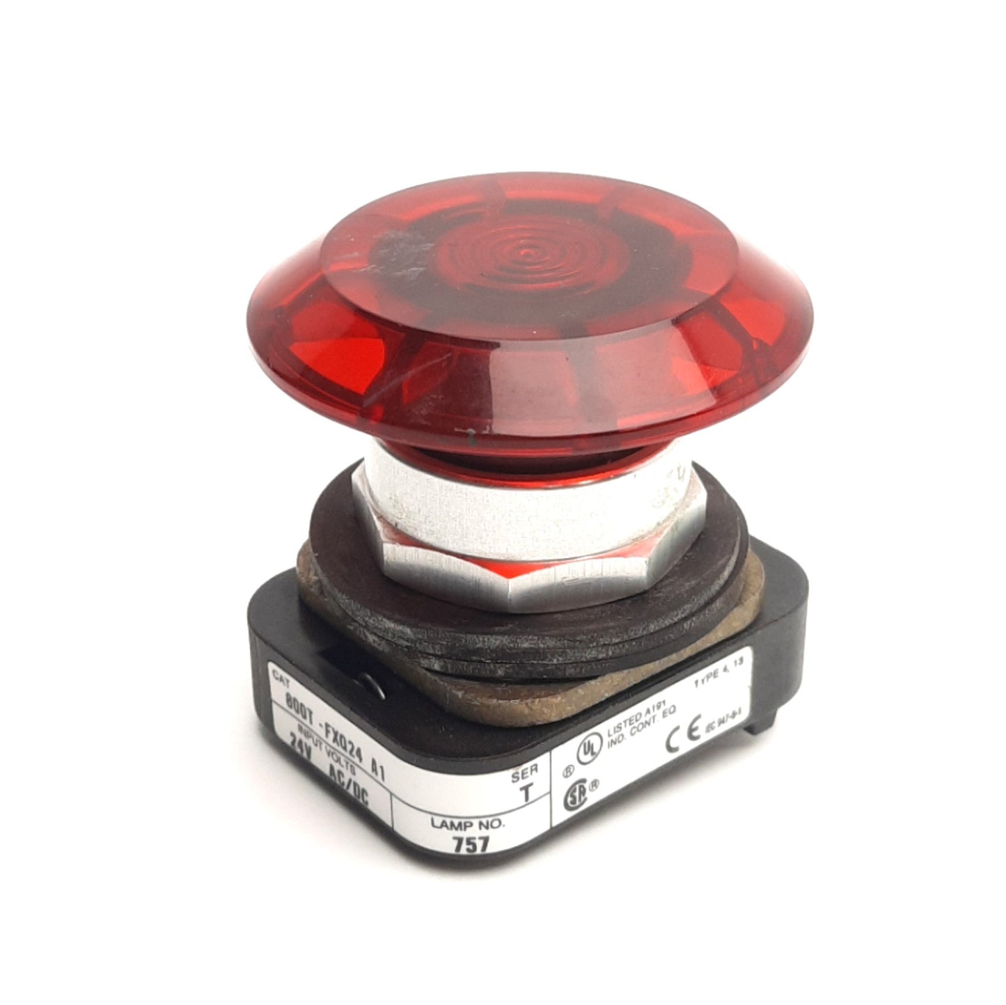 Used Allen Bradley 800T-FXJT 30mm Illuminated Jumbo Push-Pull E-Stop Operator, ø55mm