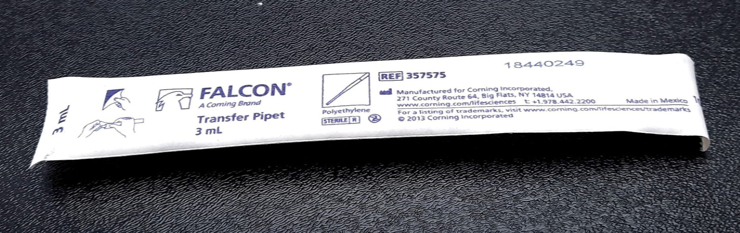 New Lot of 500 Falcon 357575 Transfer Pipet 3mL Individually Packed, Sterile