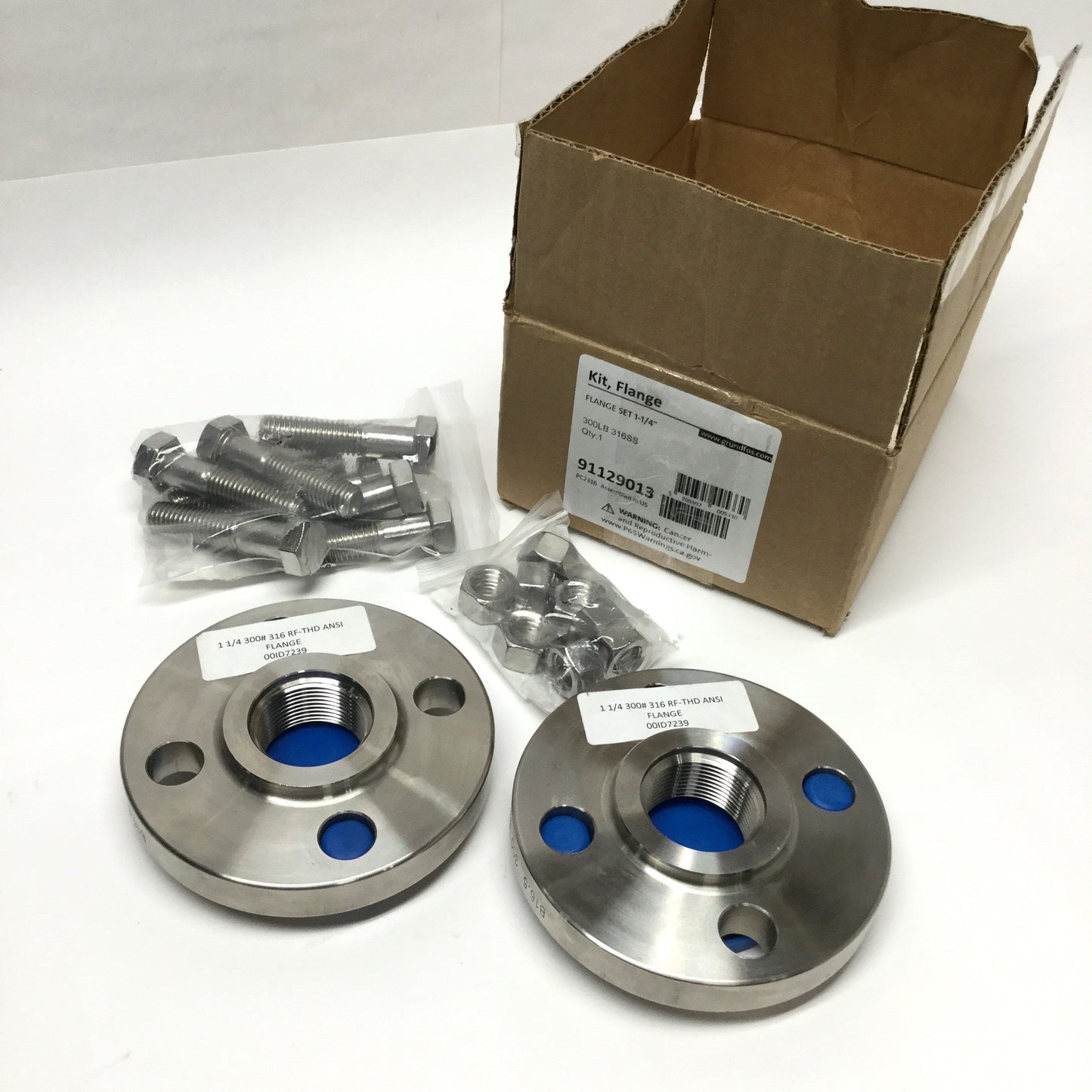 New – Open box Grundfos 91129013 Stainless Steel 316 Threaded Flange Kit, 1-1/4" NPT, 300lb
