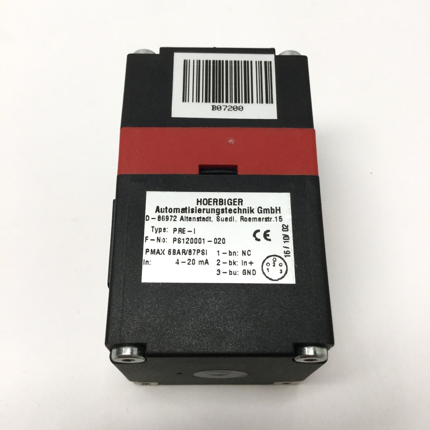 Used Hoerbiger PRE-I PS120001-020 Piezo Proportional Pressure Regulator 2bar, 4-20mA