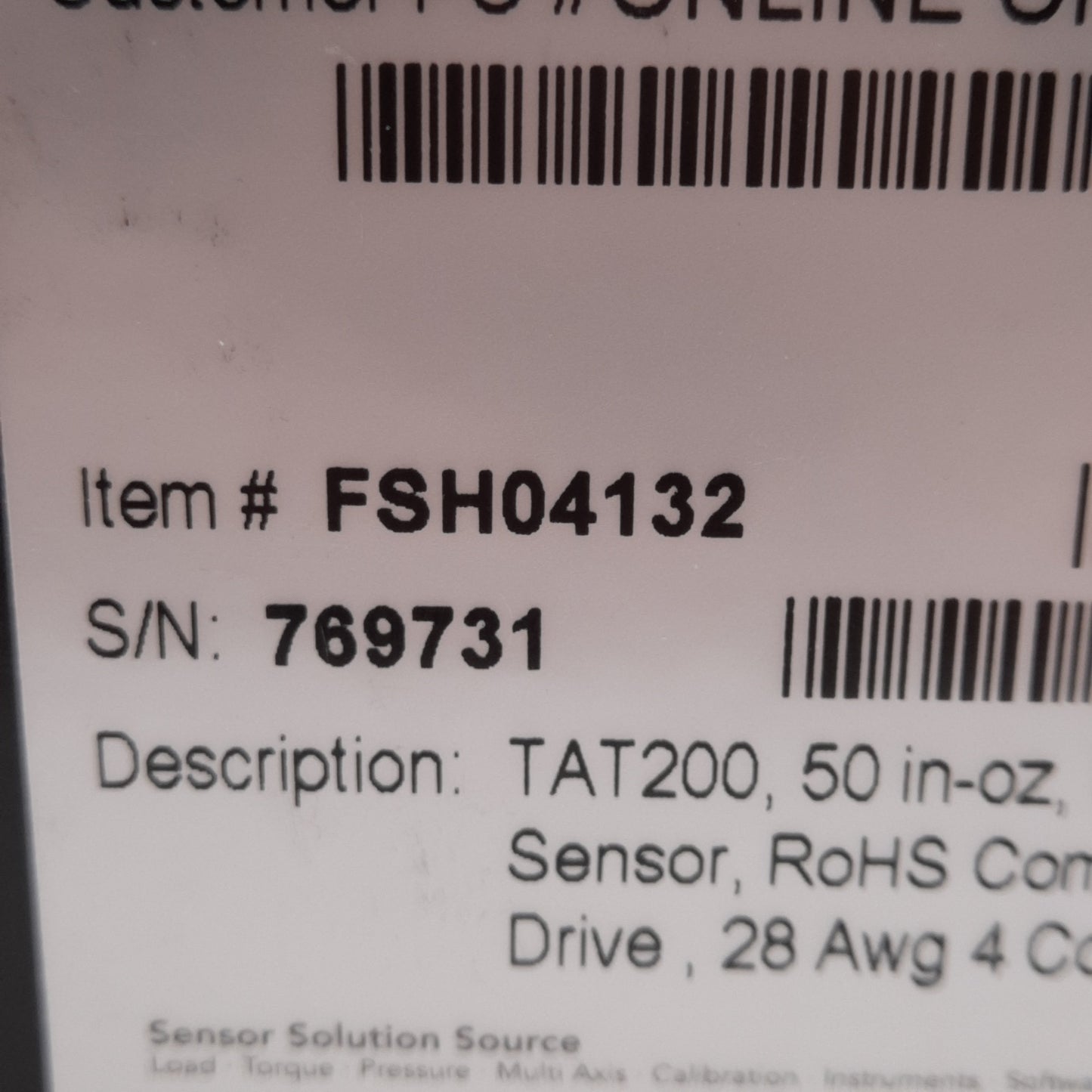Used Futek FSH04132 TAT200 Minature Screw Driver Reaction Torque Sensor 50in-oz 1mV/V