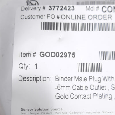 New Futek GOD02975 Connector, M16 Locking, 12-Pin Male Plug With Cable Clamp