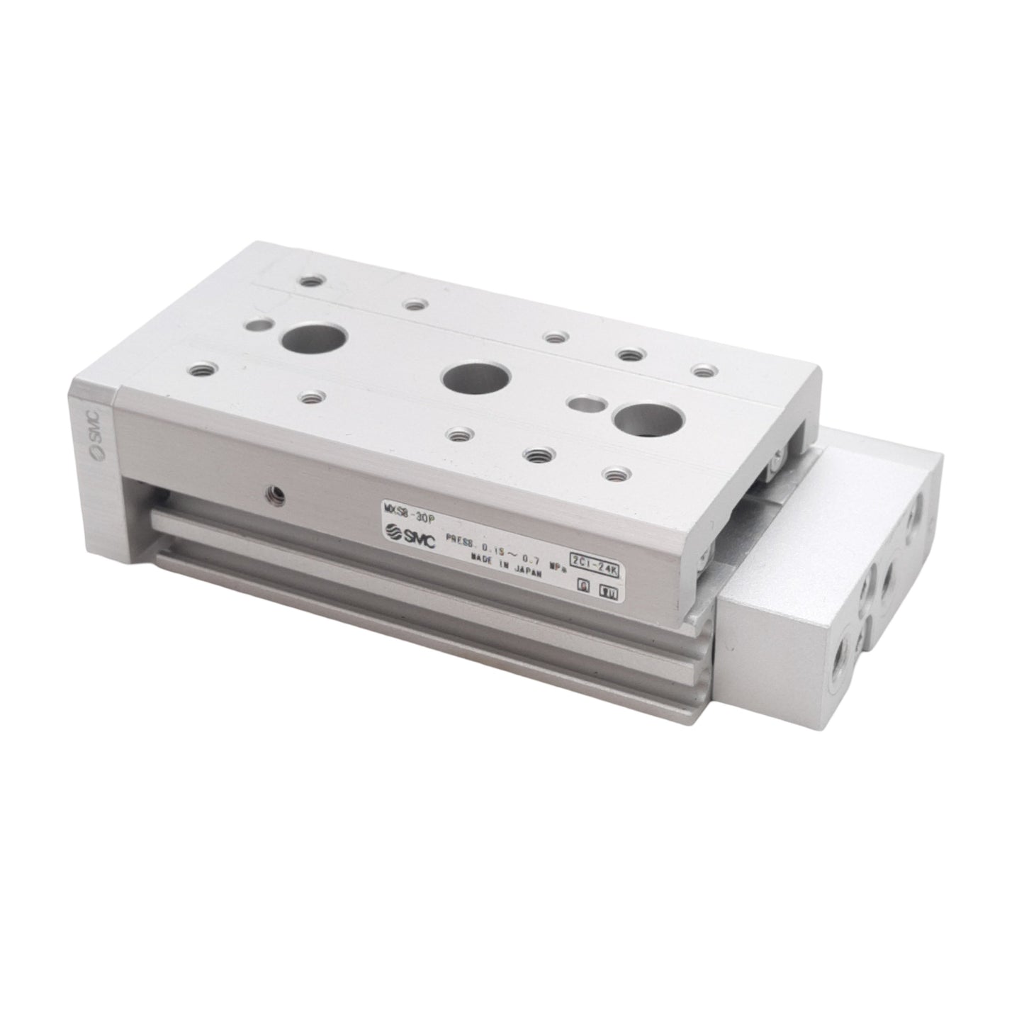 Used SMC MXS8-30P Precision Slide Table, ø8mm Bore, 30mm Stroke, M5x0.8, 0.15-0.7MPa