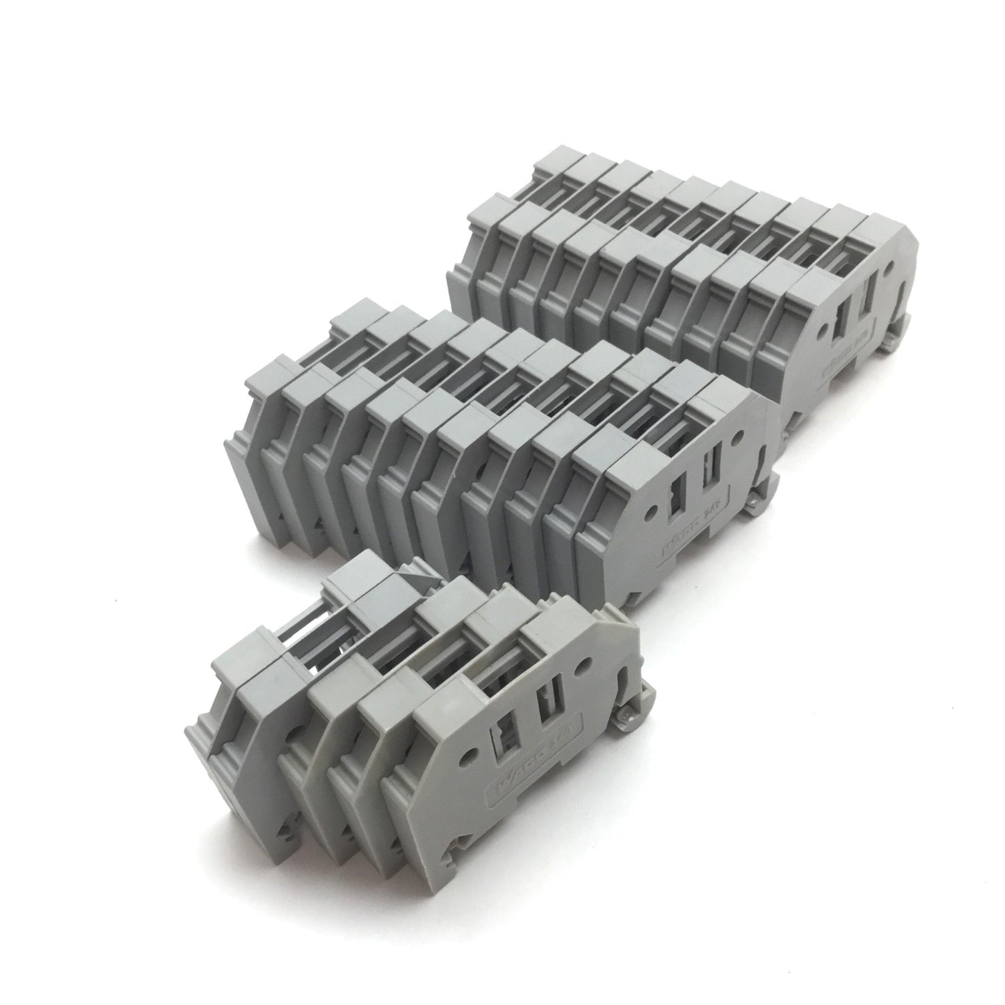 Used Lot of 25 Wago 249 End Stop Terminal Block, Gray, 35mm DIN Rail Mounting