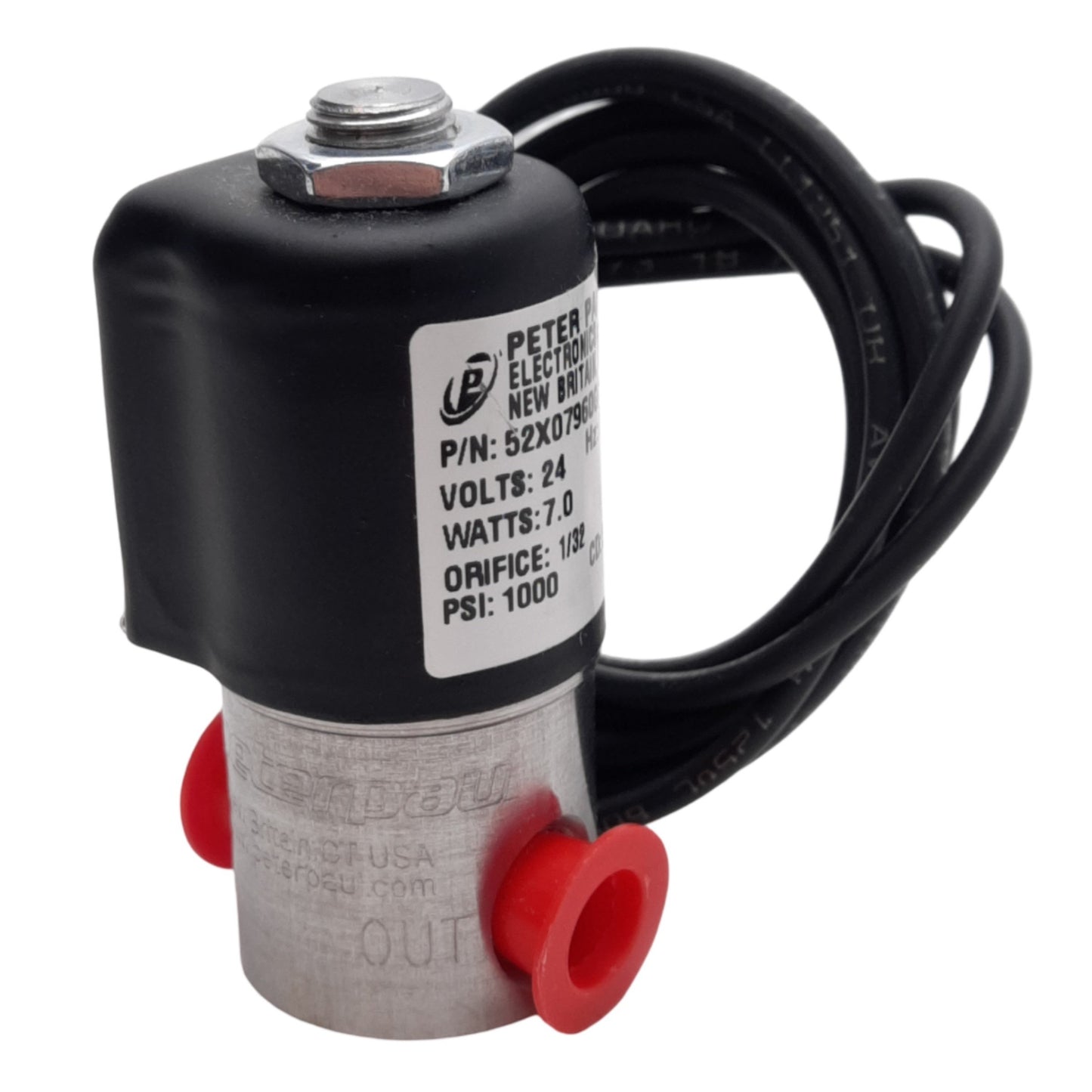 New Peter Paul 52X07960GM Solenoid Valve 2-Way NC ø1/32in, 1000PSI, 1/8in NPT, 24VDC