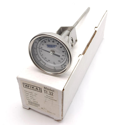 New WIKA TI.32 32060D006G2 Bimetal Thermometer, ø3in, 0-250°F/-20-120°C, 6in Stem