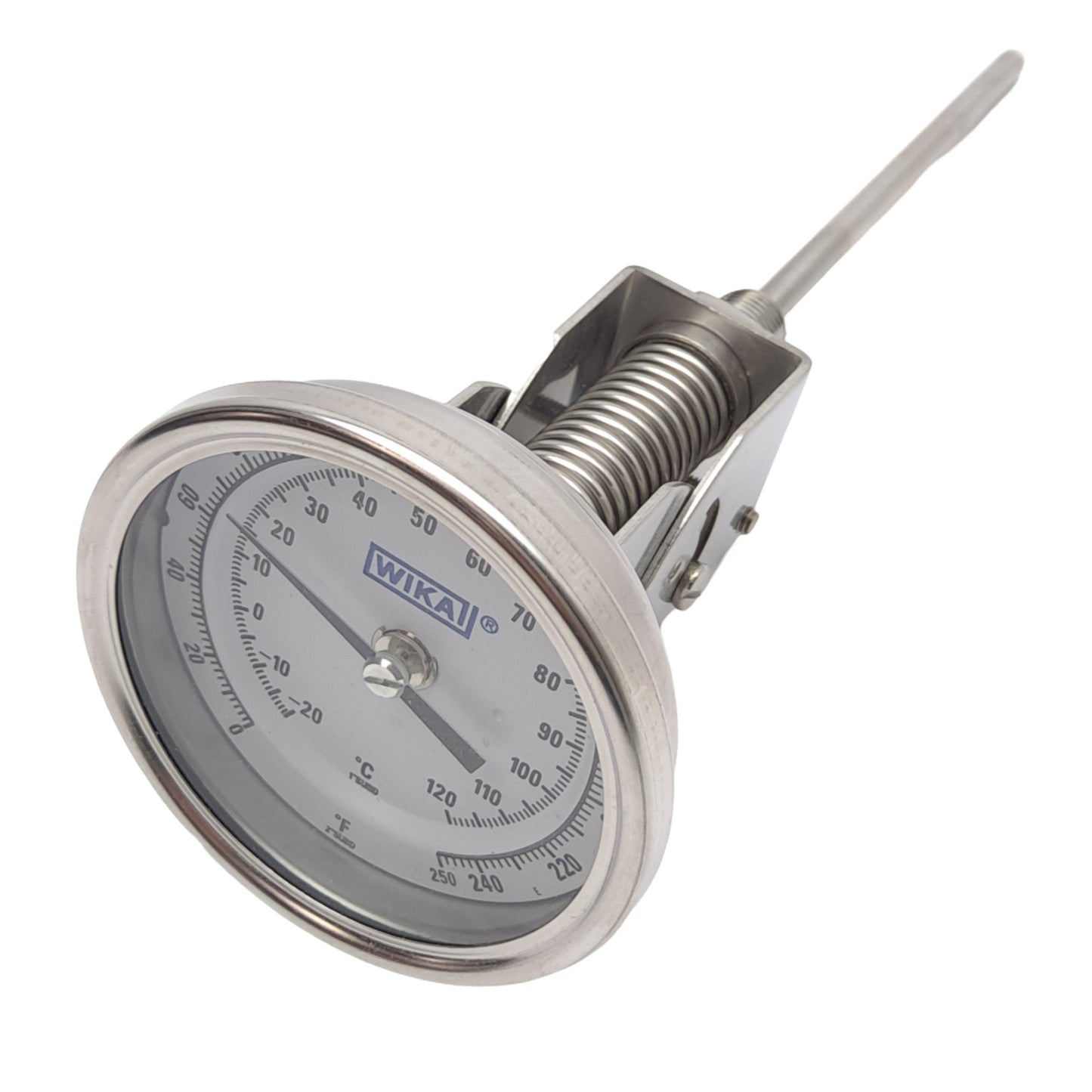 New WIKA TI.32 32060D006G2 Bimetal Thermometer, ø3in, 0-250°F/-20-120°C, 6in Stem