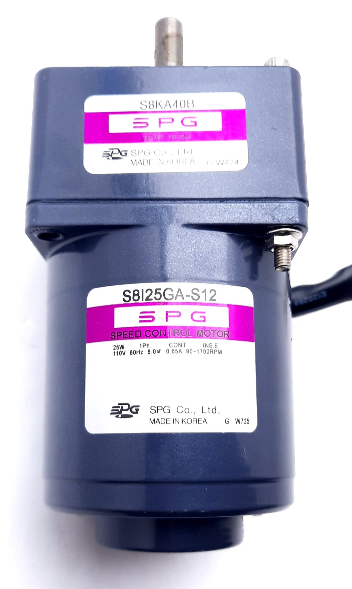 Used SPG S8I25GA-S12 Induction Motor Single Phase 80mm 90-1700RPM, 25W, 110V