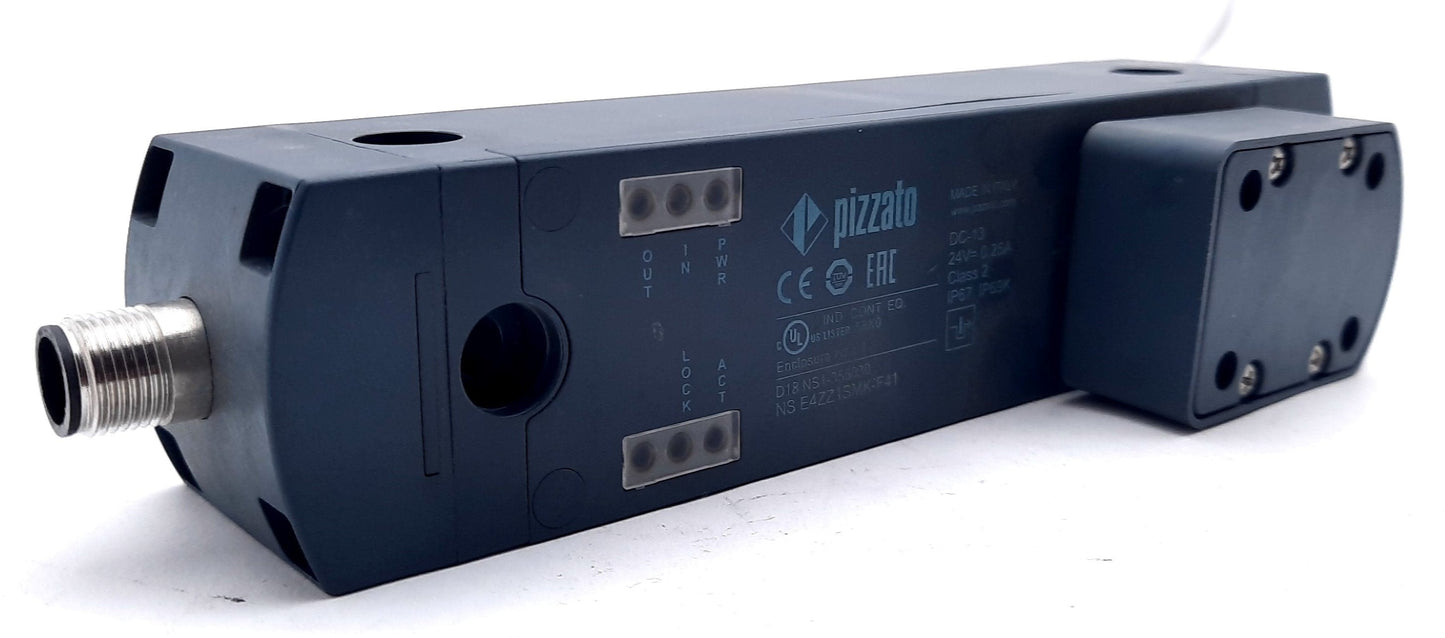 Used Pizzato NS E4ZZ1SMK-F41 Safety Locking Switch W/Actuator 24VDC 0.25A M12 12 Pin
