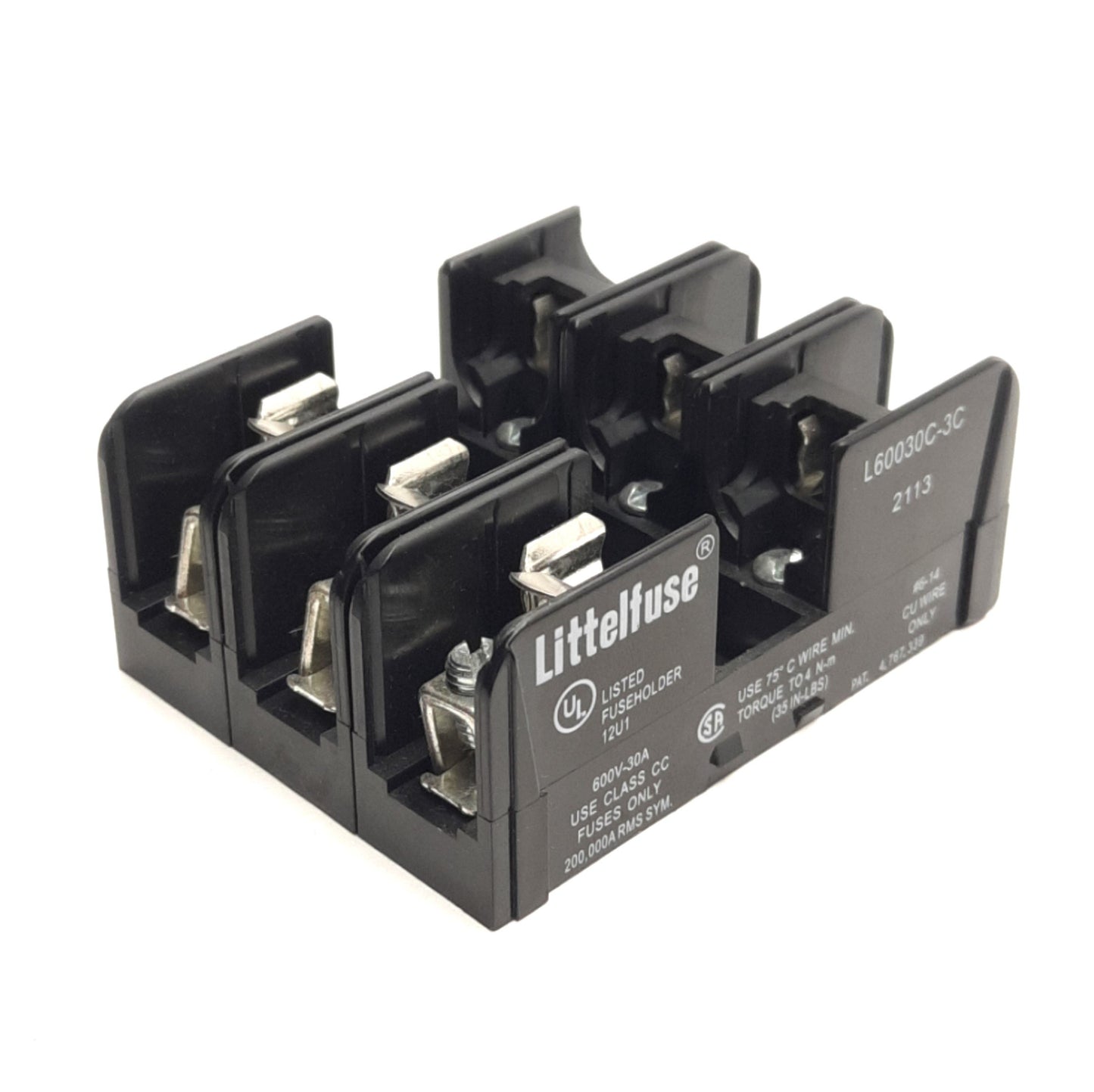 Used Littelfuse L60030C-3C Fuse Holder, 3-Poles, 600VAC 30A, Class CC Fuse