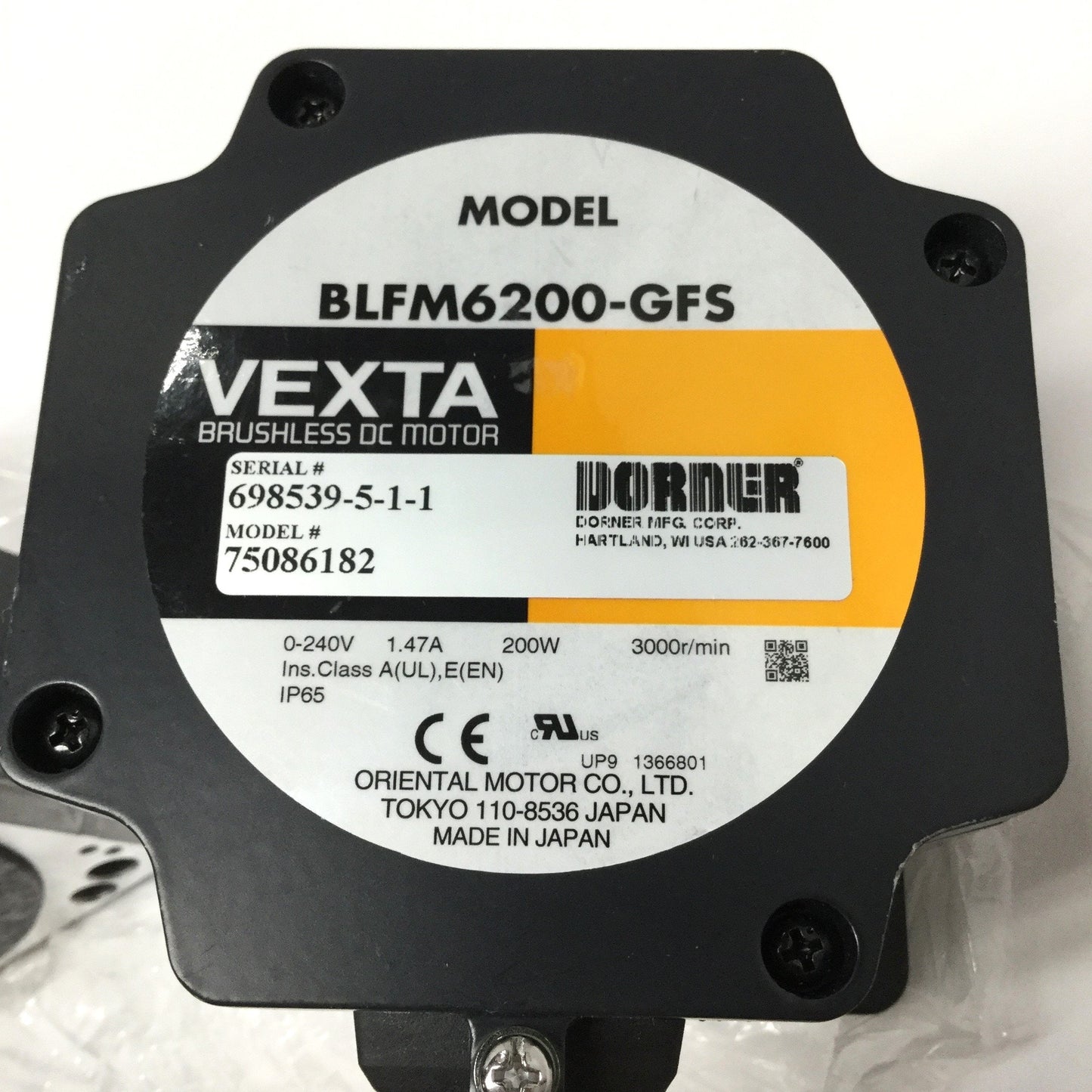 New – Open box Oriental Vexta BLFM6200-GFS Brushless DC Motor 240V 200W w/ 10:1 Gearhead